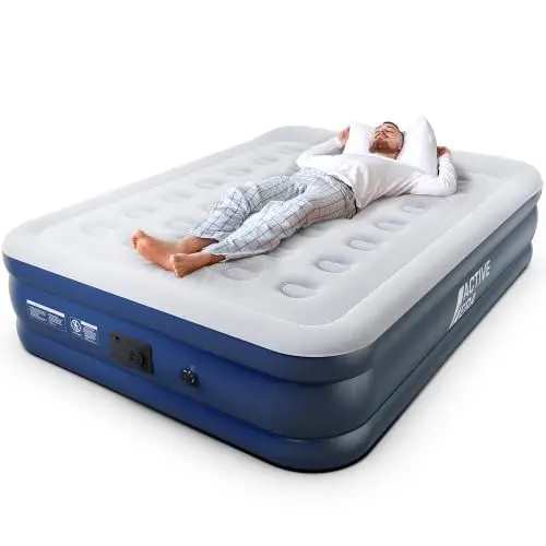 Produktbild: Active Era Premium Luftbett 2 Personen, Luftmatratze selbstaufblasend mit eingebauter elektrischer Pumpe & integriertem Kissen, Aufblasbare Matratze für Camping & Gästebett - 203 x 152 x 43cm