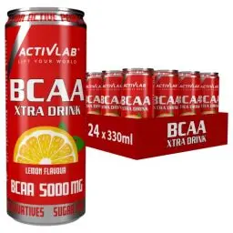 Produktbild: Activlab BCAA Xtra Drink - 24er Pack (24 x 330 ml) | 5000 mg BCAA pro Dose | Zuckerfrei | Zitronengeschmack | Aminosäuregetränk zur Körperregeneration und Steigerung der Ausdauer