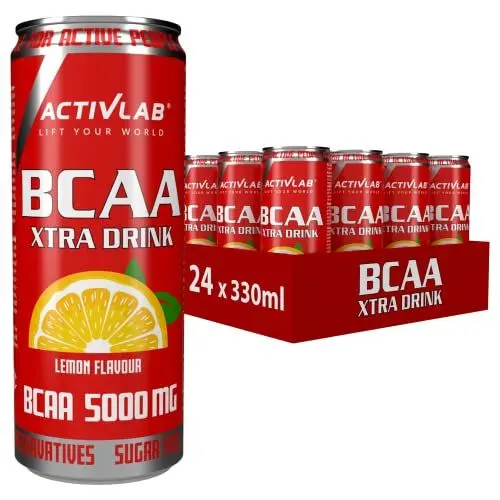 Produktbild: Activlab BCAA Xtra Drink - 24er Pack (24 x 330 ml) | 5000 mg BCAA pro Dose | Zuckerfrei | Zitronengeschmack | Aminosäuregetränk zur Körperregeneration und Steigerung der Ausdauer