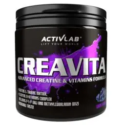 Produktbild: Activlab CREAVITA | Jar 300g | 30 Portionen | Traubengeschmack | Kreatin | Taurin | B-Vitamine | zunehmende Kraft | Pulver | 3xLabor getestet | Matrix | Bodybuilding | inklusive Messbecher