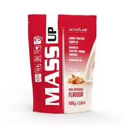 Produktbild: Activlab Mass Up 1200g Gainer: Hochwertiges Molkeproteinkonzentrat, Optimale Kohlenhydratzusammensetzung mit Kreatin und Taurin - 10g Eiweiß pro Portion - Karamellgeschmack