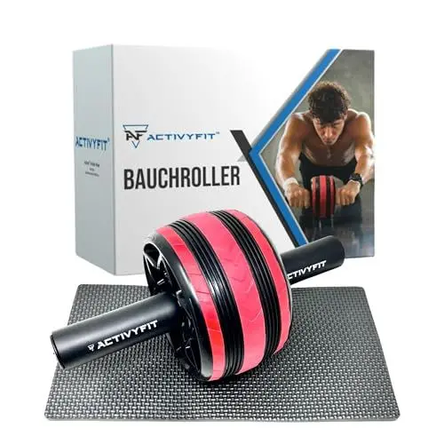 Produktbild: ACTIVYFIT Bauchroller Bauchmuskeltrainer für Zuhause mit Kniematte - Ab Wheel Bauchtrainer Roller - Bauchrolle mit Ergonomischem Griff - Fitnessgeräte für zuhause - Home Gym Equipment