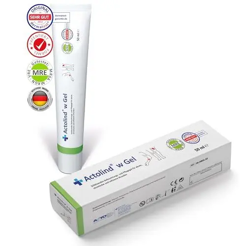 Produktbild: Actolind W Gel 50 ml – antiseptisches Wundgel bei Verbrennungen, Insektenstichen und Schürfwunden. Für Kinder und Erwachsene. Für akute, chronische, infizierte Wunden. CE III, MPG, PHMB. PZN: 10985445