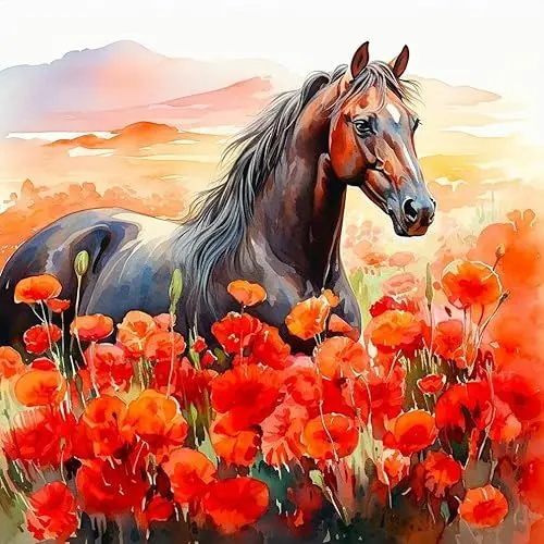Produktbild: Acudotr Diamond Painting Erwachsene Set, 5D Pferd Diamant Painting Kits Bilder für Erwachsene, DIY Diamant Malerei Diamond Art Kits Set für Wanddekor, 30x30cm