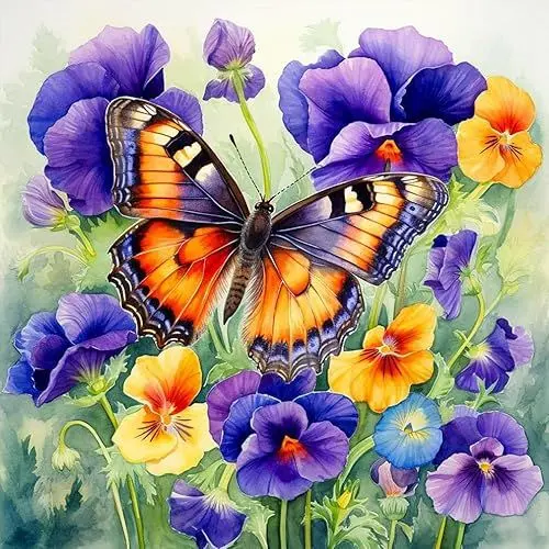 Produktbild: Acudotr Diamond Painting Erwachsene Set, 5D Schmetterling Diamant Painting Kits Bilder für Erwachsene, DIY Diamant Malerei Diamond Art Kits Set für Wanddekor, Blumen, 30x30cm