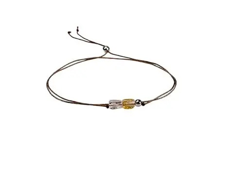 Produktbild: Acura-Styles Damen Citrin Armband echte Steine Edelstein Armband Bergkristall Armband Echter Stein Heilstein Armband Handmade Verstellbar mit 925 Silber Schiebekugel, Geschenk für Frauen
