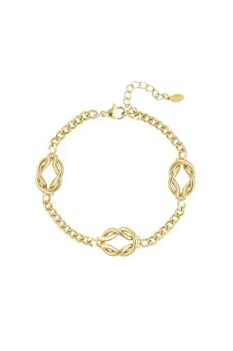 Produktbild: Acura-Styles Damen Liebesknoten Armband Edelstahl 18 Karat Vergoldet Goldarmband Knoten Anhänger Wasserfestes Armband Nickelfrei Hautverträglich Geschenke für Frauen
