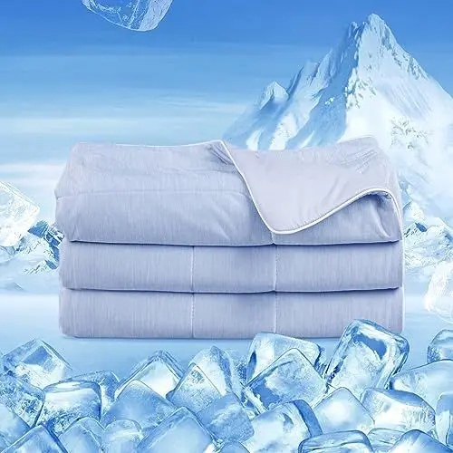 Produktbild: ACUSHLA Bambus Pulp Kühldecke, Arc-Chill Q-Max>0.458, 2in1 Kühlende Bettdecke 150x200, Sommerbettdecke Kuscheldecke Wohndecke Sofadecke Reisedecke Cooling Blanket (Blau, 150 x 200 cm)