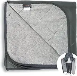 Produktbild: ACUSHLA wasserdichte Fleece-Decke, Campingdecke für kaltes Wetter, Outdoor, Strand, Picknick, Stadion, Fußball, Auto, isoliert, Winddicht, sandfest und maschinenwaschbar, 145x 200 cm, Grau