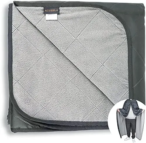 Produktbild: ACUSHLA wasserdichte Fleece-Decke, Campingdecke für kaltes Wetter, Outdoor, Strand, Picknick, Stadion, Fußball, Auto, isoliert, Winddicht, sandfest und maschinenwaschbar, 145x 200 cm, Grau