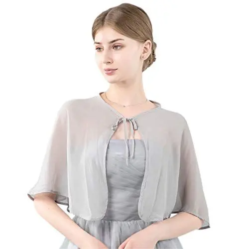 Produktbild: ACVIP Damen Sommer Schal Elegant Chiffon Bolero Kurze Jäckchen Leichter Cardigan für Kleider(Grau)
