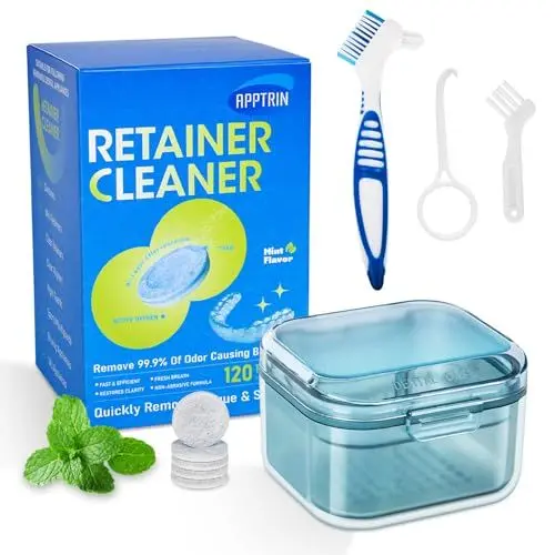 Produktbild: ACWOO Retainer Reinigungstabletten, 120 Tabletten Retainer frisch, Zahnspangen Reinigungstabletten,Zahnprothesen, Mundschutz-Reiniger, Retainer Reiniger Tablette