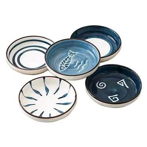 Produktbild: ACYOUNG 5-teilig Snackschalen Set, Mini Gewürzschale, Ø 8,7 cm Keramik Untertassen kleine Teller