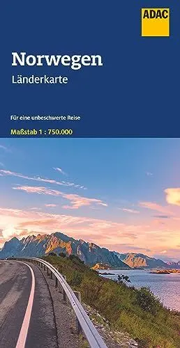 Produktbild: ADAC Länderkarte Norwegen 1:750.000: Straßenkarte und Autokarte