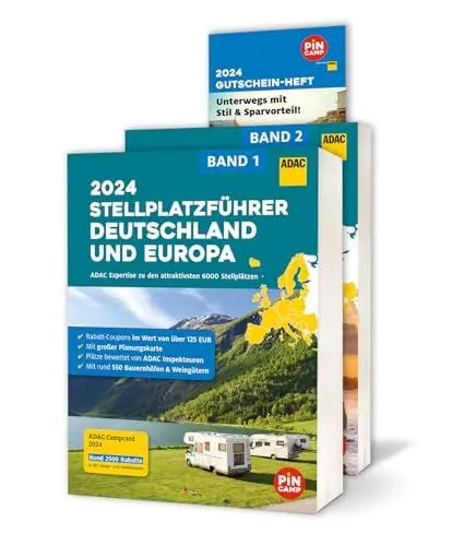 Produktbild: ADAC Stellplatzführer 2024 Deutschland und Europa: Über 6000 Stellplätze - mit rund 550 Bauernhöfen und Weingütern, ADAC Campcard, Planungskarten und Rabatt-Coupons (ADAC CampingFührer)