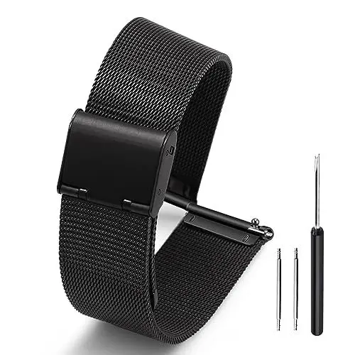 Produktbild: Adallor® Uhrenarmbander 20mm 22mm 24mm 18mm 16mm Uhrenarmbänder, Smartwatch Ersatzarmbã¤nder Zubehör, Metall Mesh Wechselarmband für Herren Damen mit Uhrenwerkzeug, Ersatzarmband Edelstahl