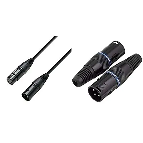 Produktbild: Adam Hall Cables K3DMF0600 DMX Kabel XLR male auf XLR female 6m & K3DMXT3 Terminator 3 pol 120 Ohm, 2 Stück