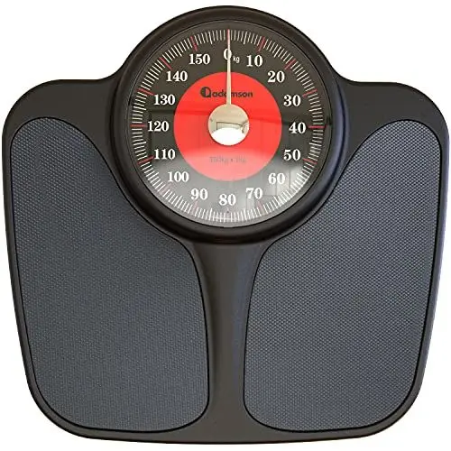 Produktbild: Adamson A23 Waage Für Körpergewicht – Bis Zu 160 KG – ÜBergroße XL-Waage 36X35cm – Rutschfeste Gummioberfläche, Extra Große Zahlen – Hochpräzise Analoge Personenwaage –Langlebig Mit 20 Jahren Garantie