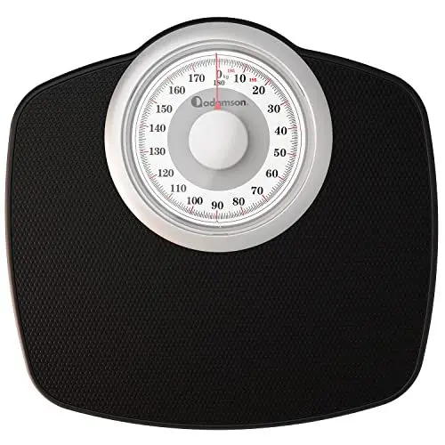 Produktbild: Adamson A25W Analogwaage - NEU - bis 180kg, rutschfeste Gummioberfläche, extra große Ziffern, hochpräzise Personenwaage Analog, langlebig, 20-Jahre Support für Haushalt, Schlafzimmer, Bad