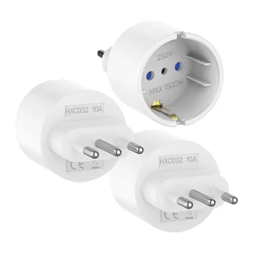 Produktbild: Adapter Italien Steckdose 3 Stück Italien Stecker Adapter,Reiseadapter Italien,Steckdosenadapter Italien Europa/Deutschland auf Italien Adapter Italien Reisestecker Italien,Typ-L Steckdosenadapter