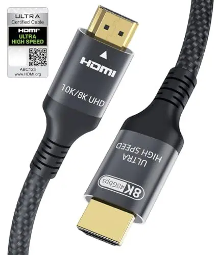 Produktbild: Adauxter 10K 8K HDMI 2.1 Kabel 2M, Zertifiziert 48Gbps Ultra High Speed HDMI Kabel mit Ethernet 4K 240Hz 165Hz 144Hz 120Hz 8K 60Hz eARC HDCP2.3 HDR10+ PC Laptop TV Monitor Projektor PS5 X-Box