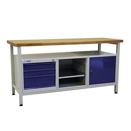Produktbild: ADB Werktisch Werkzeugtisch Werkbank Werkstatt Arbeitstisch 1700x600x840 mm mit 3 Schubladen Werkstatteinrichtung Zubehör Werkstatt ohne Rollen