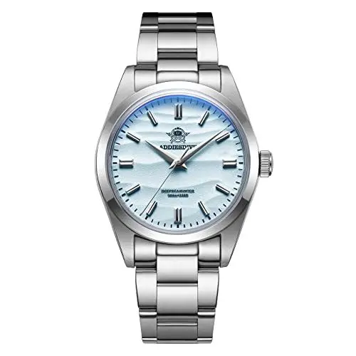 Produktbild: ADDIESDIVE 36mm Einfache Quarzuhr Analoguhren für Herren Blasenspiegelglas Wüste Edelstahlarmband AD2030