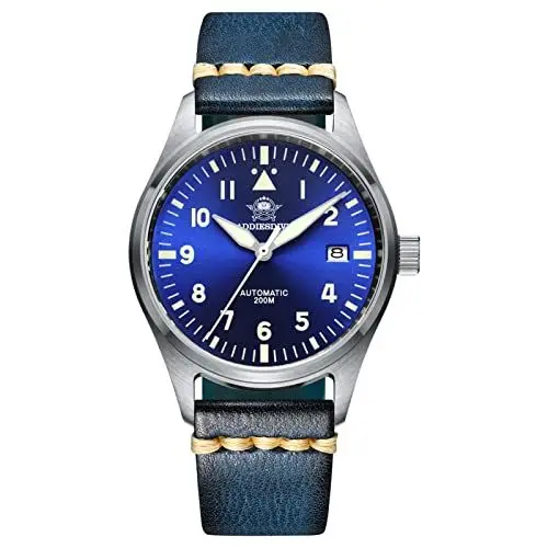 Produktbild: ADDIESDIVE Herren Automatikuhr Fliegeruhr 200M Gürtel Schwarz