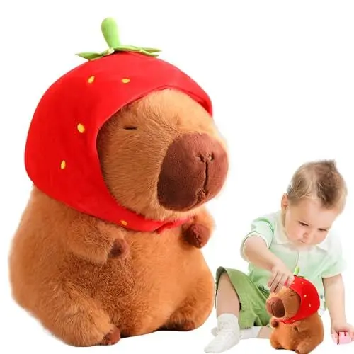 Produktbild: ADDLIVE Capybara Kuscheltier, 23CM Simulation Plüschtier, Erdbeere Capybara, Niedlichen Plush, Geschenke Spielzeug für Jungen und Mädchen