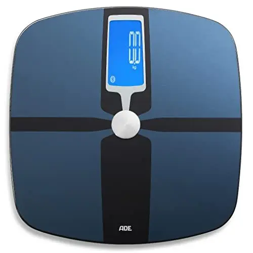 Produktbild: ADE Körperfettwaage BA 1600 FITvigo (Personenwaage mit App, Bluetooth zur Analyse von Gewicht, Körperfett, Körperwasser, Muskelmasse, BMI) blau