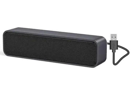 Produktbild: ADELGO SoundBar Mini USB Lautsprecher, Computer Lautsprecher Laptop Boxen für PC, Computer, Laptop, Notebook, Tablet - Plug and Play - Grau