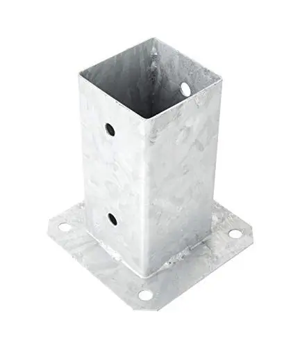 Produktbild: ADGO Aufschraubhülse - Pfostenträger 120x120 mm - Balken Füße - Vierkantholzpfosten - Bodenanker für Holzpfosten - Pfosten Zaunträger - Hülse Bodenplatte Anker Feuerverzinkt - Stützenfuß