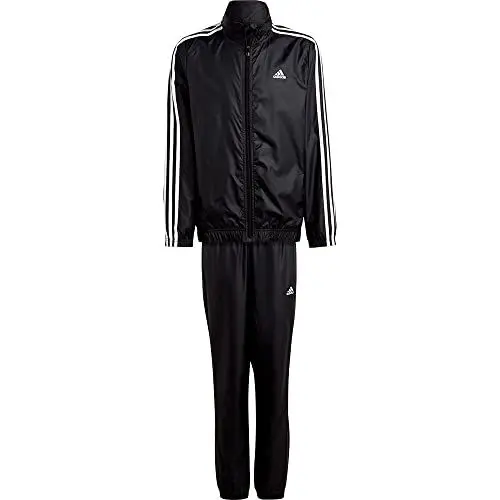 Produktbild: adidas Unisex Kinder Essentials 3-Stripes Woven Tracksuit, Black/MGH solid Grey, 7-8 Years