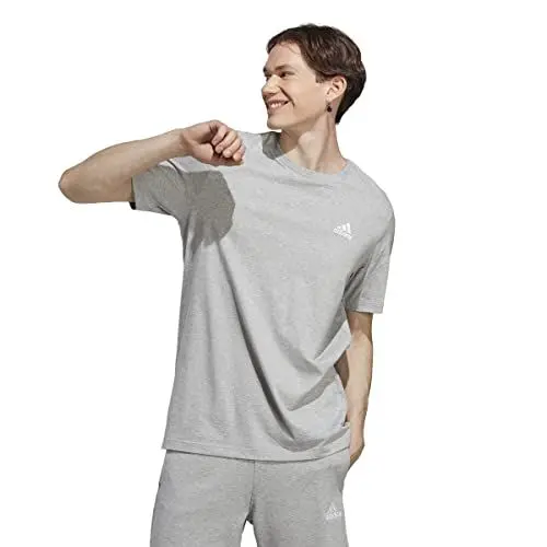 Produktbild: adidas Herren Essentials Single Jersey Embroidered Small Logo Tee, Medium Grey Heather, S