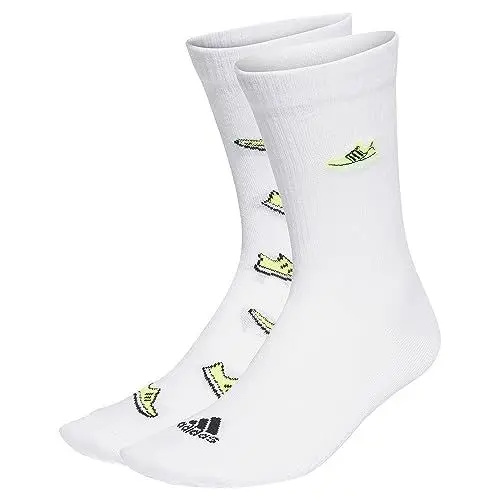 Produktbild: adidas Unisex Run x Ultraboost Shoe Love Graphic Socks 2 Pairs, White/Lucid Lemon/Black, 48-51