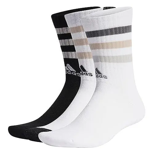 Produktbild: adidas Unisex Bold 3-Stripes Cushioned Crew Socks 3 Pairs, White/Black/White, 45-48