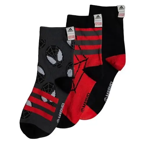 Produktbild: adidas Jungen Marvel Spider-Man Crew Socks 3 Pairs, Black/Grey Six/Grey Six, 0-1 Years