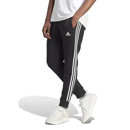 Produktbild: adidas Herren Essentials Fleece 3-Stripes Tapered Cuff Pants, Black/White, L