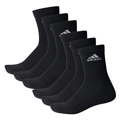 Produktbild: adidas CUSHIONED CREW Tennissocken Sportsocken Damen Herren Unisex 6 Paar, Farbe:Black, Socken & Strümpfe:40-42