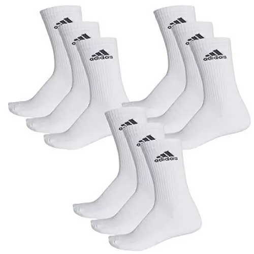 Produktbild: adidas CUSHIONED CREW Tennissocken Sportsocken Damen Herren Unisex 9 Paar, Farbe:White, Socken & Strümpfe:43-45