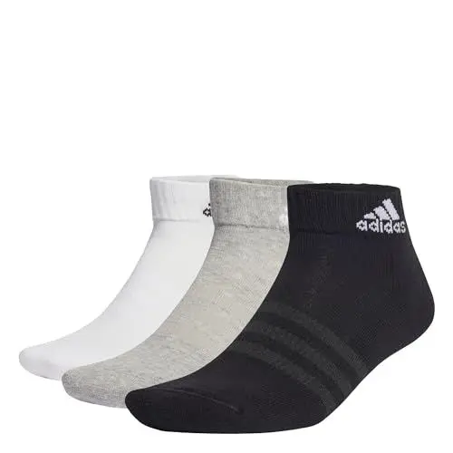 Produktbild: adidas Unisex Cushioned Sportswear Ankle Socks 6 Pairs, Medium Grey Heather/White/Black, 10.5-12.5