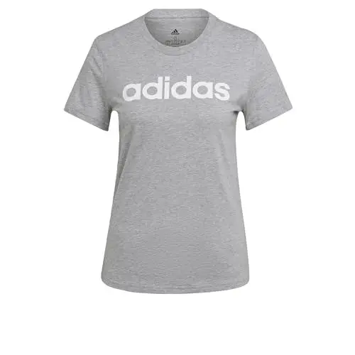 Produktbild: adidas Damen Essentials Slim Logo Tee, Medium Grey Heather/White, M