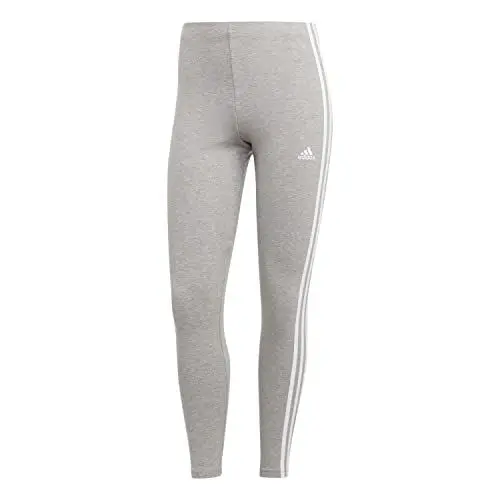 Produktbild: adidas Damen Essentials 3-Stripes High-Waisted Single Jersey Leggings, Medium Grey Heather/White, M