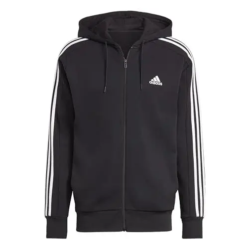 Produktbild: adidas Herren Essentials French Terry 3-Stripes Full-Zip Hoodie, Black/White, L