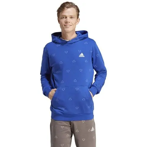 Produktbild: adidas Herren Seasonal Essentials Monogram Graphic Hoodie Sweatshirt, semi Lucid Blue/White, L