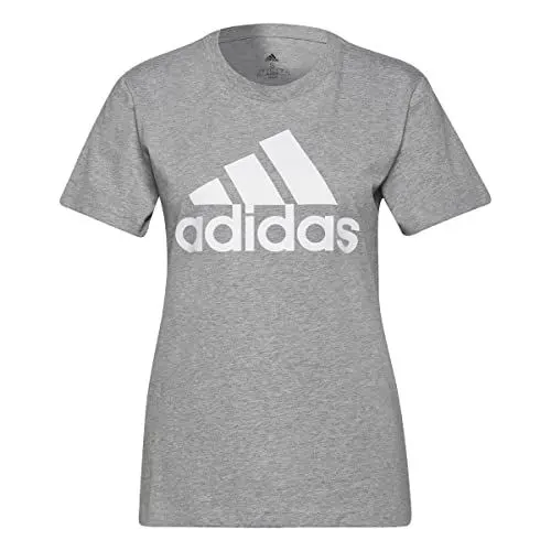 Produktbild: adidas Damen Essentials Logo Tee, Medium Grey Heather/White, XS