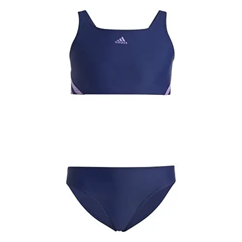Produktbild: adidas Mädchen 3-Stripes Bikini, Victory Blue / Violet Fusion, 7-8 Years