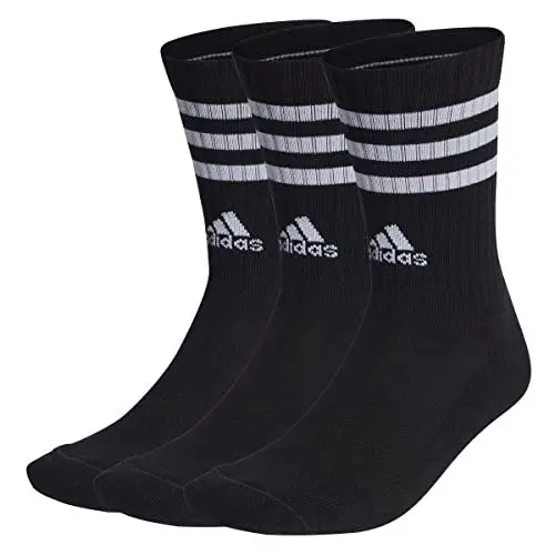 Produktbild: adidas Unisex 3-Stripes Cushioned Crew Socks 3 Pairs, Black / White, 8.5-10