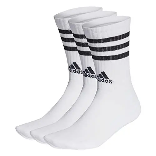 Produktbild: adidas Unisex 3-Stripes Cushioned Crew Socks 3 Pairs, White / Black, 43-45 EU