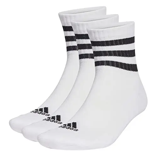 Produktbild: adidas Unisex 3-Stripes Cushioned Sportswear Mid-Cut Socks 3 Pairs, White / Black, 6.5-8